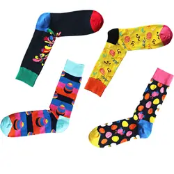 2018 Новое поступление фирменные мужские носки забавные британский стиль повседневное Dot & Stripes Happy носки для девочек хлопковые длинные Chaussettes
