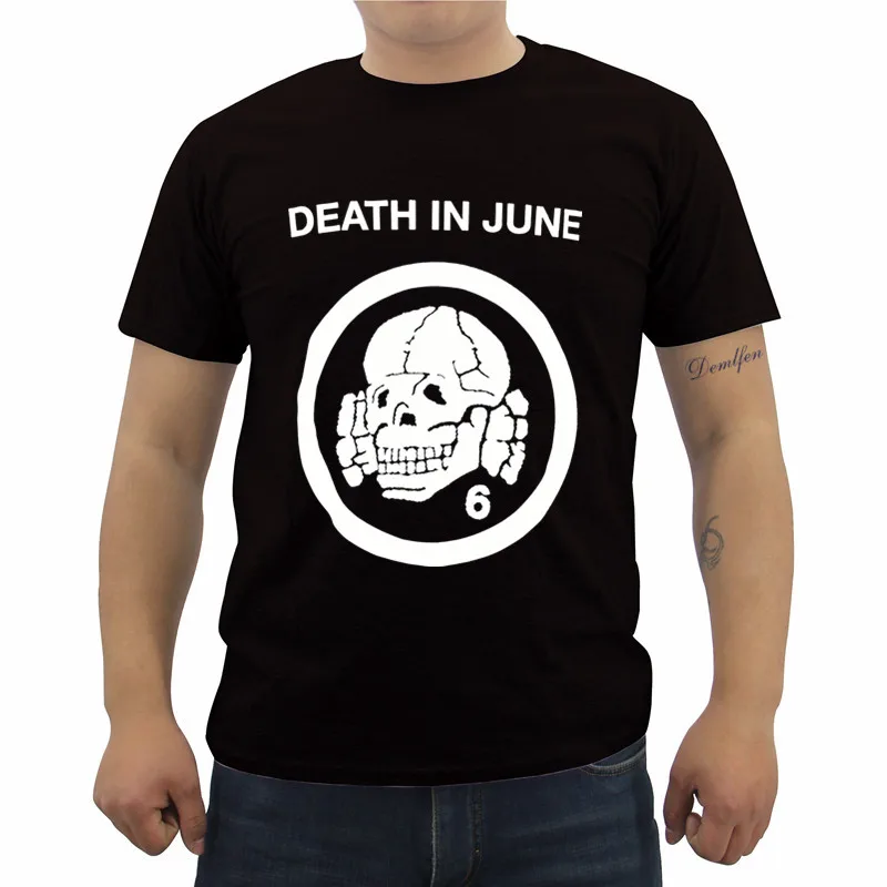 Футболка Impact Death In June Skull 6 футболка с мультяшным персонажем летняя Мужская хлопковая футболка с коротким рукавом Забавные футболки - Цвет: black