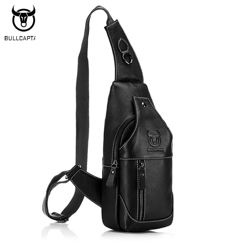 BULL CAPTAIN MENS FAMOUS BRAND casual CROSSBODY BAGS MALE BAG FASHION GENUINE LEATHER MINI SHOULDER BAGS FOR MEN Brown