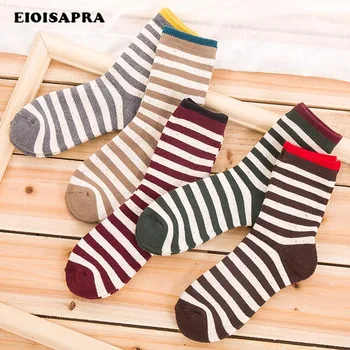 

[EIOISAPRA]Striped Happy Socks Men Skateboard Hip Hop Socks Harajuku Casual Terry Meias Unisex In The Tube Calcetines Hombre