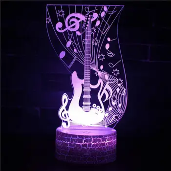 

guitar saxphone piano 7 Color 3d Led Night Lamps Touch Led Usb Table Nightlight kingchip