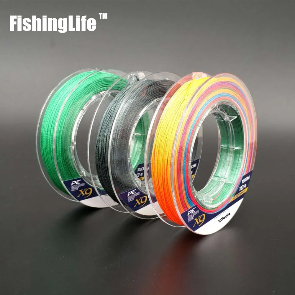 FishingLife 9 strand Multifilament ЧП плетеная леска пресной и морской рыбалки FreeShipping100M10-15090605040LBGrey