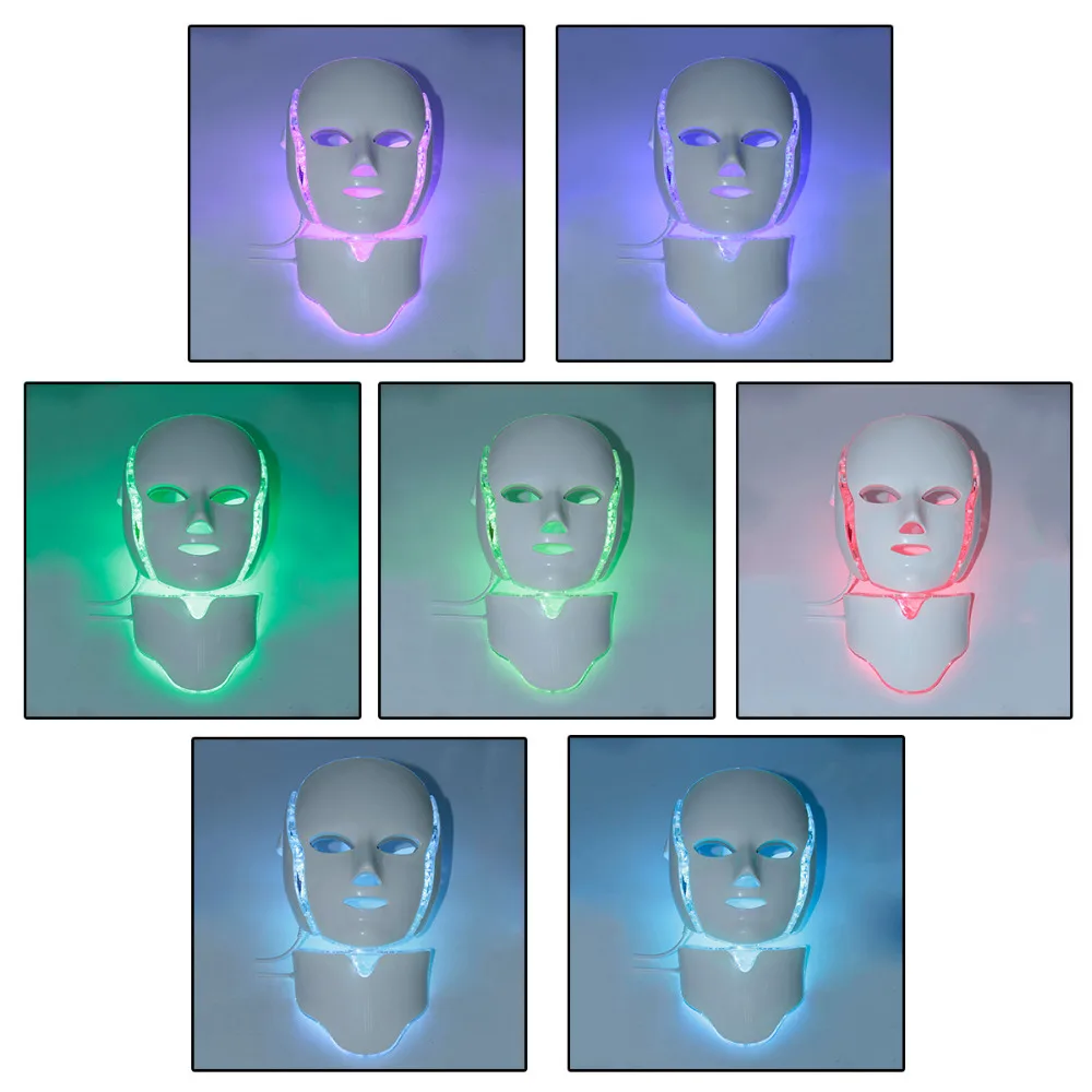 

Newest Multi Color Photon Electric LED Facial Mask with Neck Skin Rejuvenation Anti Acne Wrinkle Beauty Treatment Salon Home Use