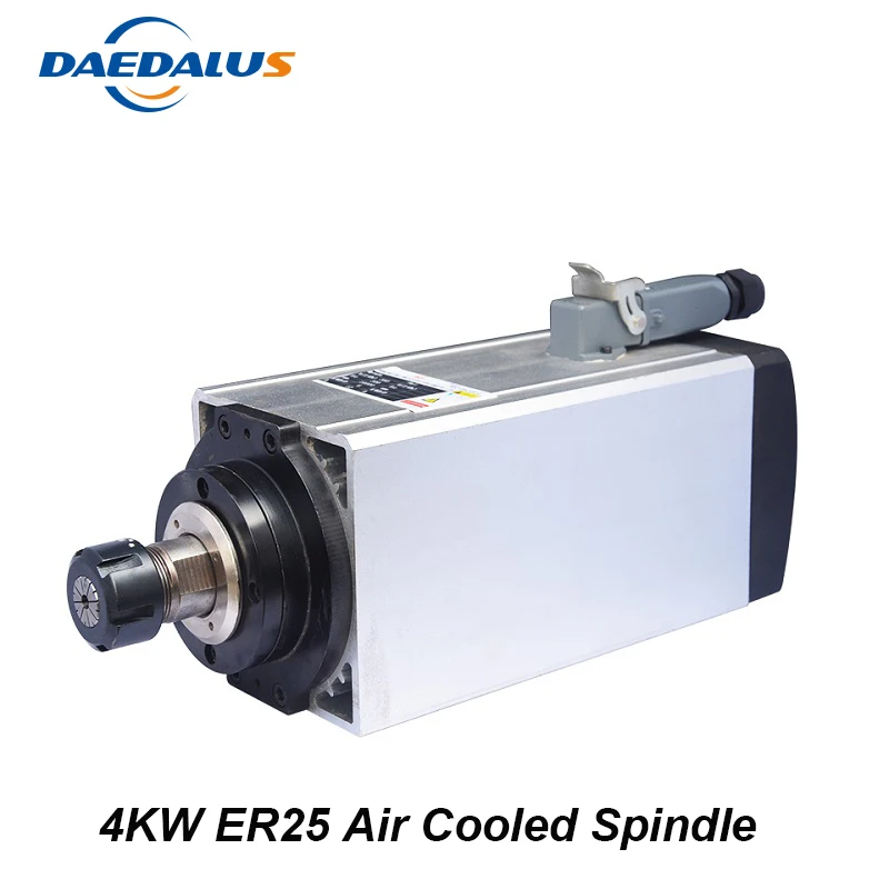 

ER25 CNC Spindle Air Cooled Spindle 220V Square Spindle Motor 4KW ER25 Router Bit Tools For CNC Engraving Milling Machine