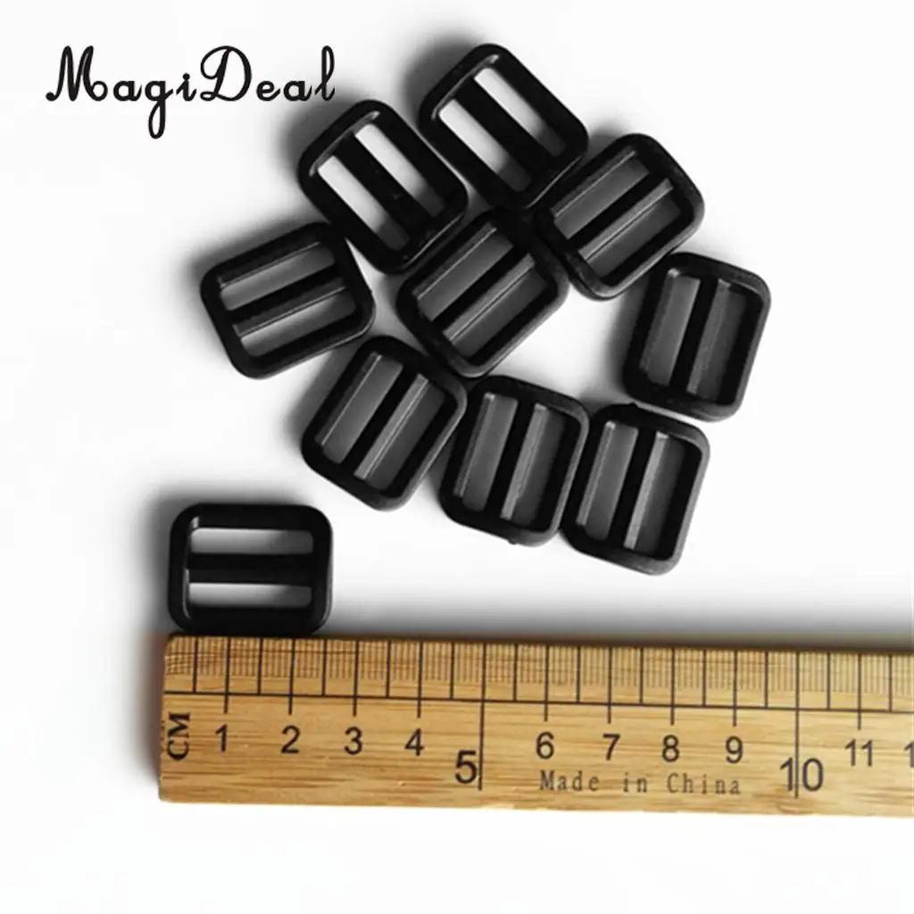 MagiDeal Durable 10Pcs Plastic Weight Belt Webbing Strap Slide Buckle Stopper Keeper Retainer for Scuba Diving Backpack Bag Belt