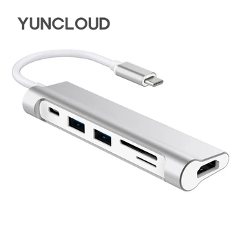 

YUNCLOUD USB HUB Type C 3.1 USB Splitter USB C to HDMI 4K Type-C PD Charging SD/TF Card Reader USB 3.0 For MacBook Samsung S9/S8