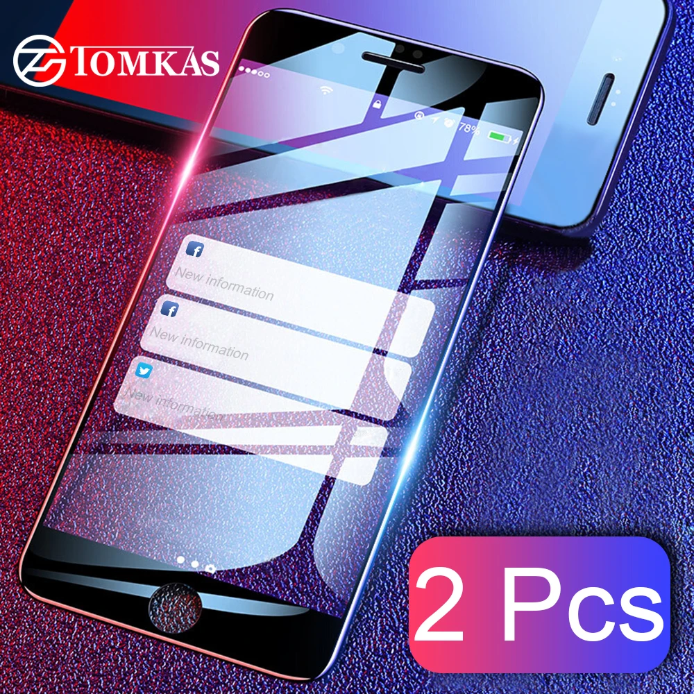 TOMKAS 2 PCS Protective Glass on the For iPhone 7 6 S Glass Tempered