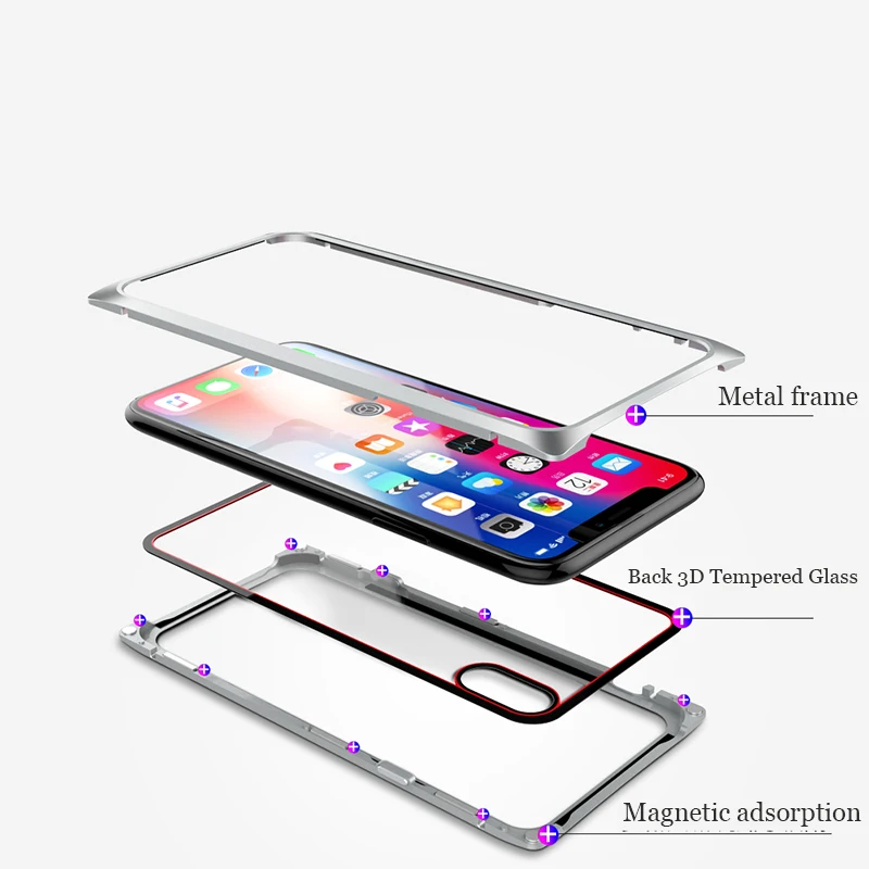 Suntaiho Magnetic Adsorption Phone Case for iPhone X case for iPhone 7 8 Standing Square Magnetic Tempered Glass back Phone case Suntaiho Magnetic Adsorption Phone Case for iPhone X case for iPhone 7 8 Standing Square Magnetic Tempered Glass back Phone case