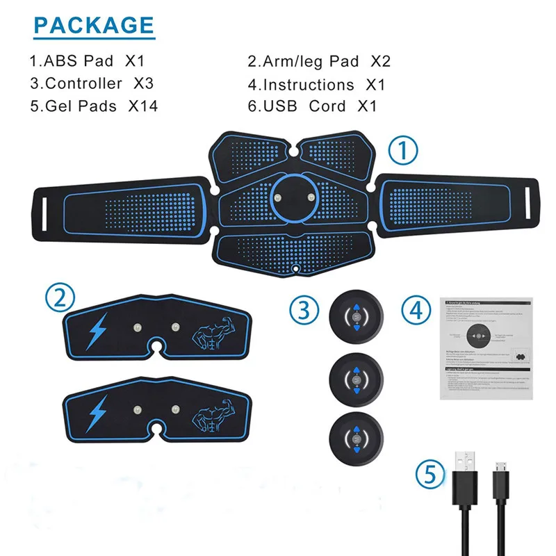 Тренажер брюшной мышцы перезаряжаемый беспроводной Электронный Фитнес-мышечный стикер для похудения тела стимулятор EMS тренажер