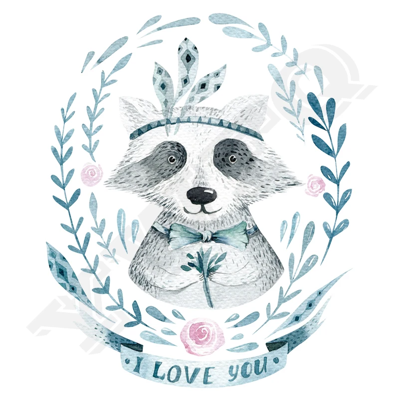 Iron-On Transfer Boho Raccoon 2018 New Parches Ropa A-Level Washable T-Shirt Diy Decoration Patches 1