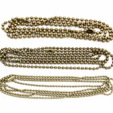 5 шт./лот, 3 размера, 1,5 мм, 2,0 мм и 2,4 мм, бронзовые бусины, цепочка, ожерелье, соединитель из бисера 65 см(25,5 дюйма