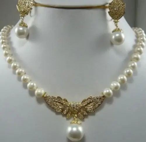 

ddh001320 NEW Charmin 8-9mm White Akoya Pearl necklace & earring Set AA