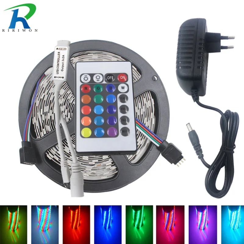 5 м 3528/2835 SMD Светодиодная лента RGB fita de Диодная tiras 12 В с адаптером питания DC12V|12v led