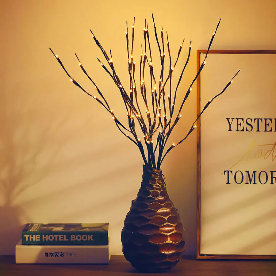 

20 LEDs Willow Twig Lights Night Lamp 5 Colors AA Battery Powered Creative Tall Vase Filler Flower Arrangement Holiday Wedding