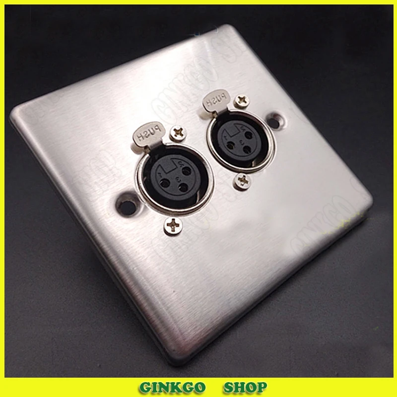 86 Type Wall Plug Stainless Steel Plate XLR Double Female Socket Plug