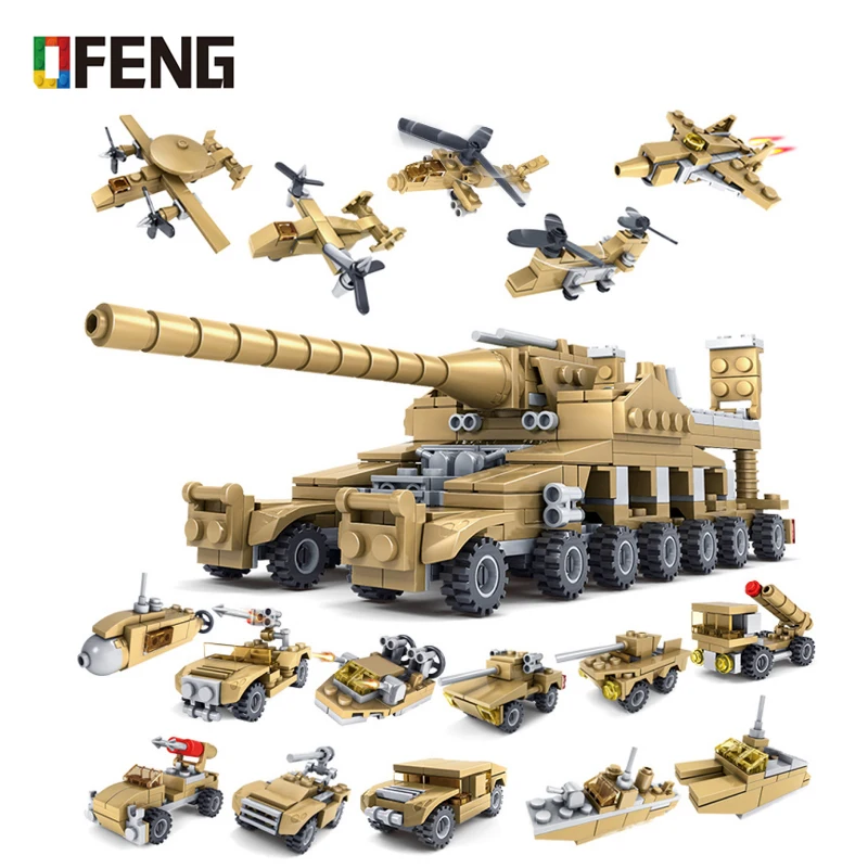 

Building blocks Military Vehicle 16 Assembled 1 Super plane Tank Army figure bricks Compatible With toys children gift