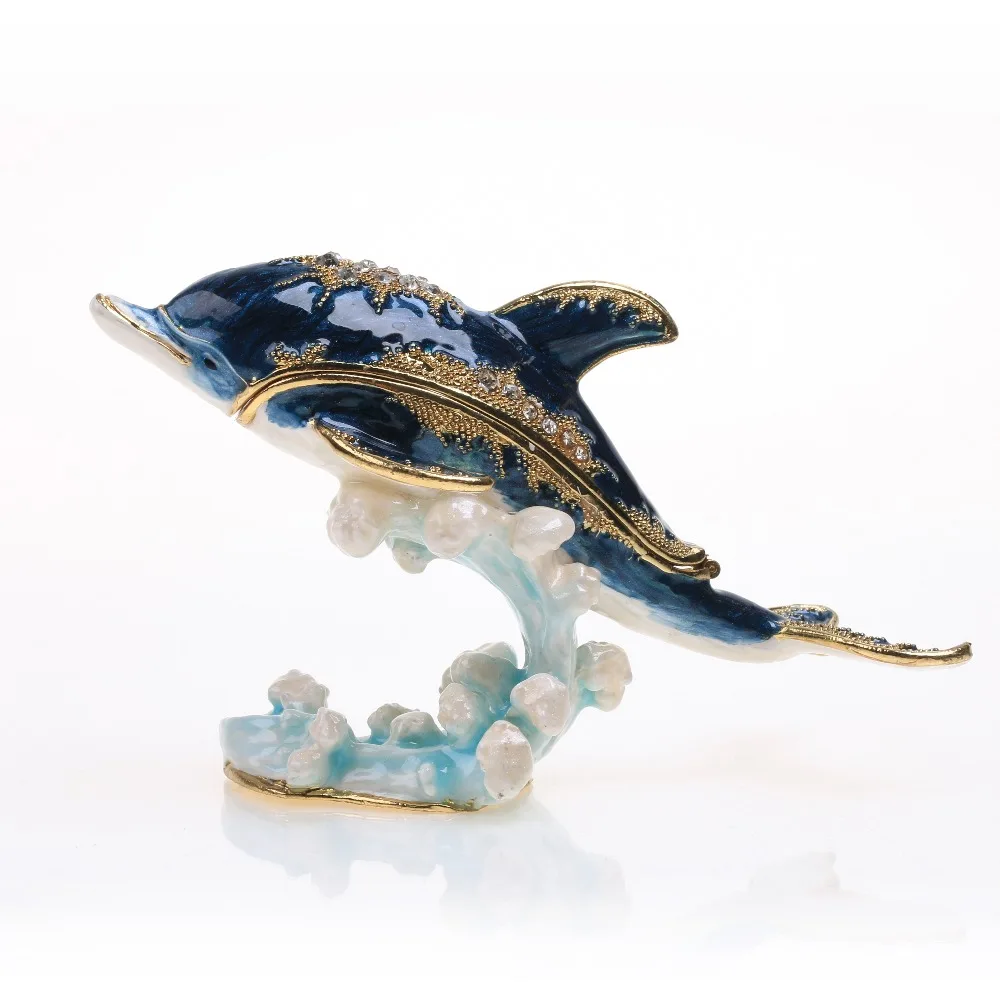 

IZODO jewelry dophin surfing wave sea jewelry box tin metal material enamel chromatic pure handmade artware handiwork gift