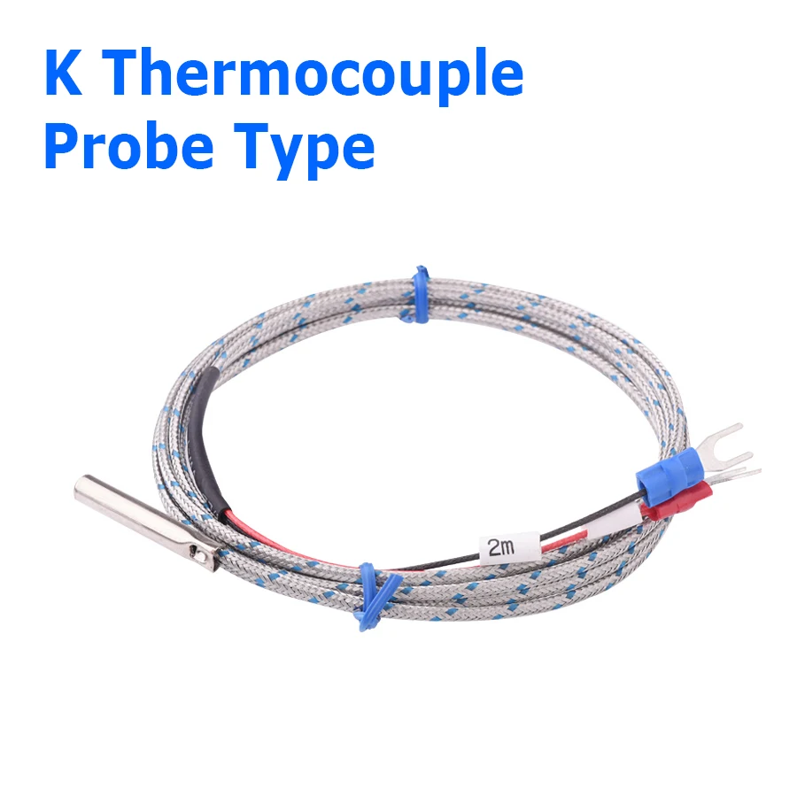 

Probe Type Thermocouple K Temperature Sensor 2m Cable Wire 0~500'C for Measuring Boiler Oven Temperature Controller