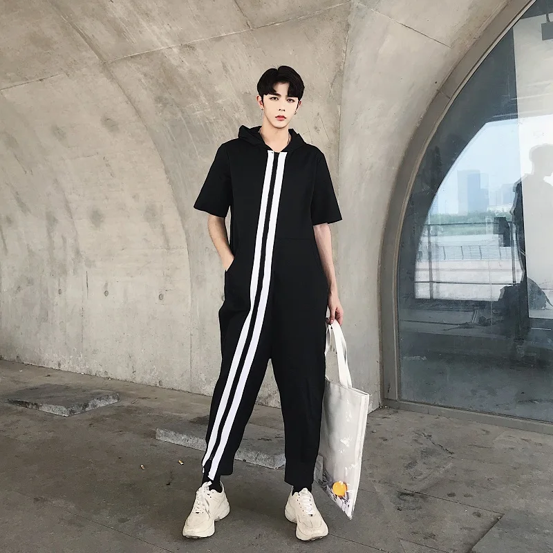 

S-6XL!!2019 original designer's new simple hat leisure suit men's Korean version loose-fitting Tooling clothing trend