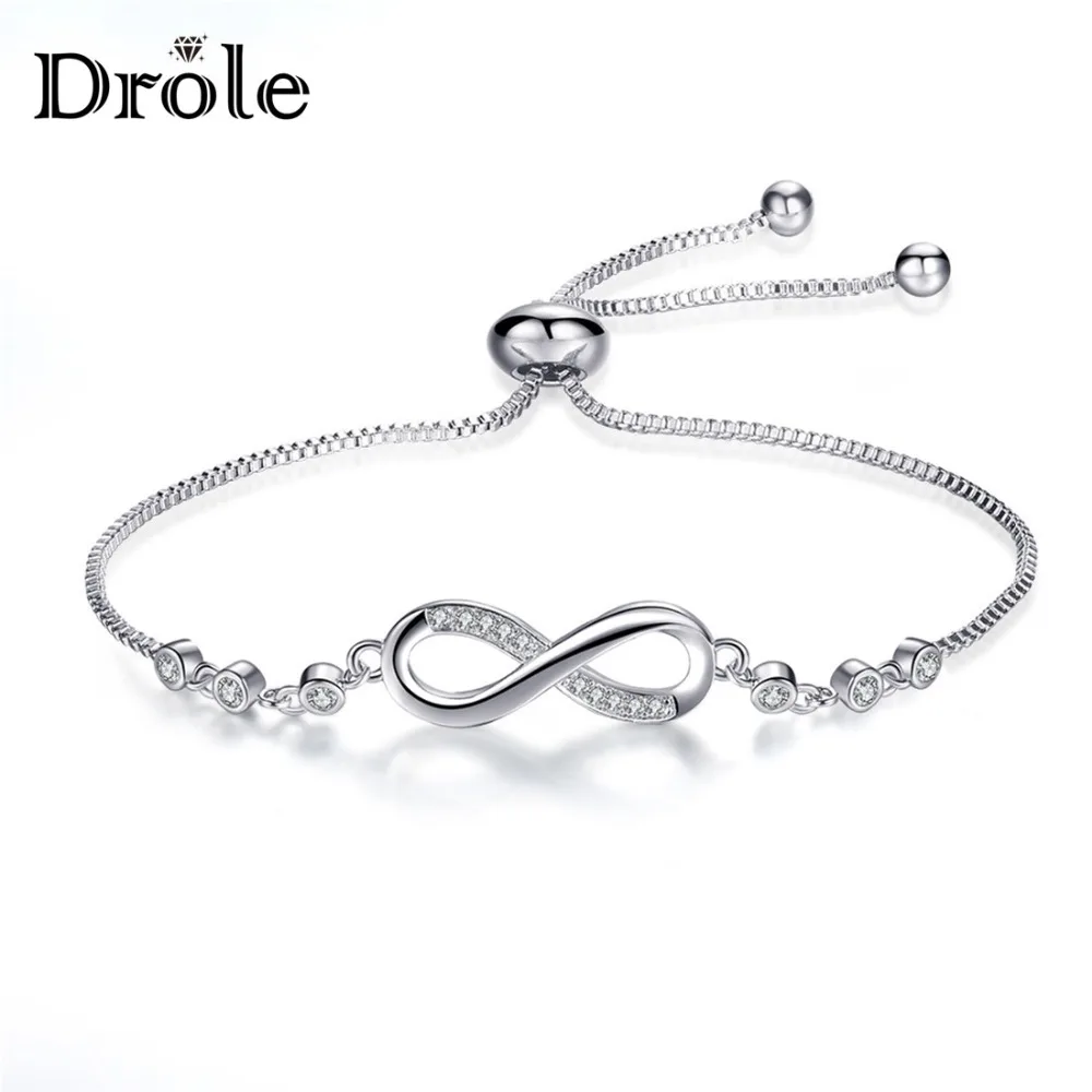 

Silver Infinite Pendant Charm Adjustable Bracelet & Bangle Fashion Women Jewelry