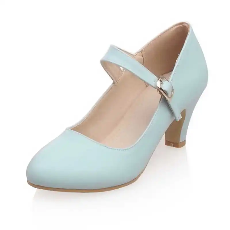 

Big Size 34-43 Hot Sale Vintage Mary Jane Pumps Round Toe Square Heels Buckle Ankle Strap Shoes Women Spring Autumn Ladies Pumps