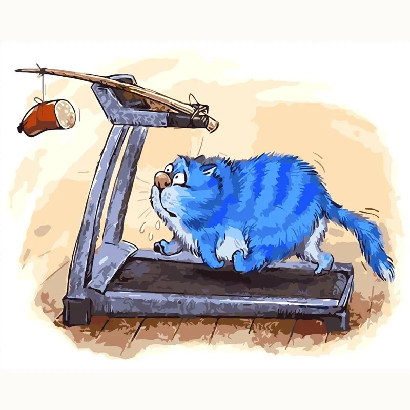 Kaufen Schöne blaue Katze Bild Malerei Cartoon DIY Malen Nach Zahlen Moderne Kinder Wandkunst Acryl Bild handgemalte Kinder Geschenk