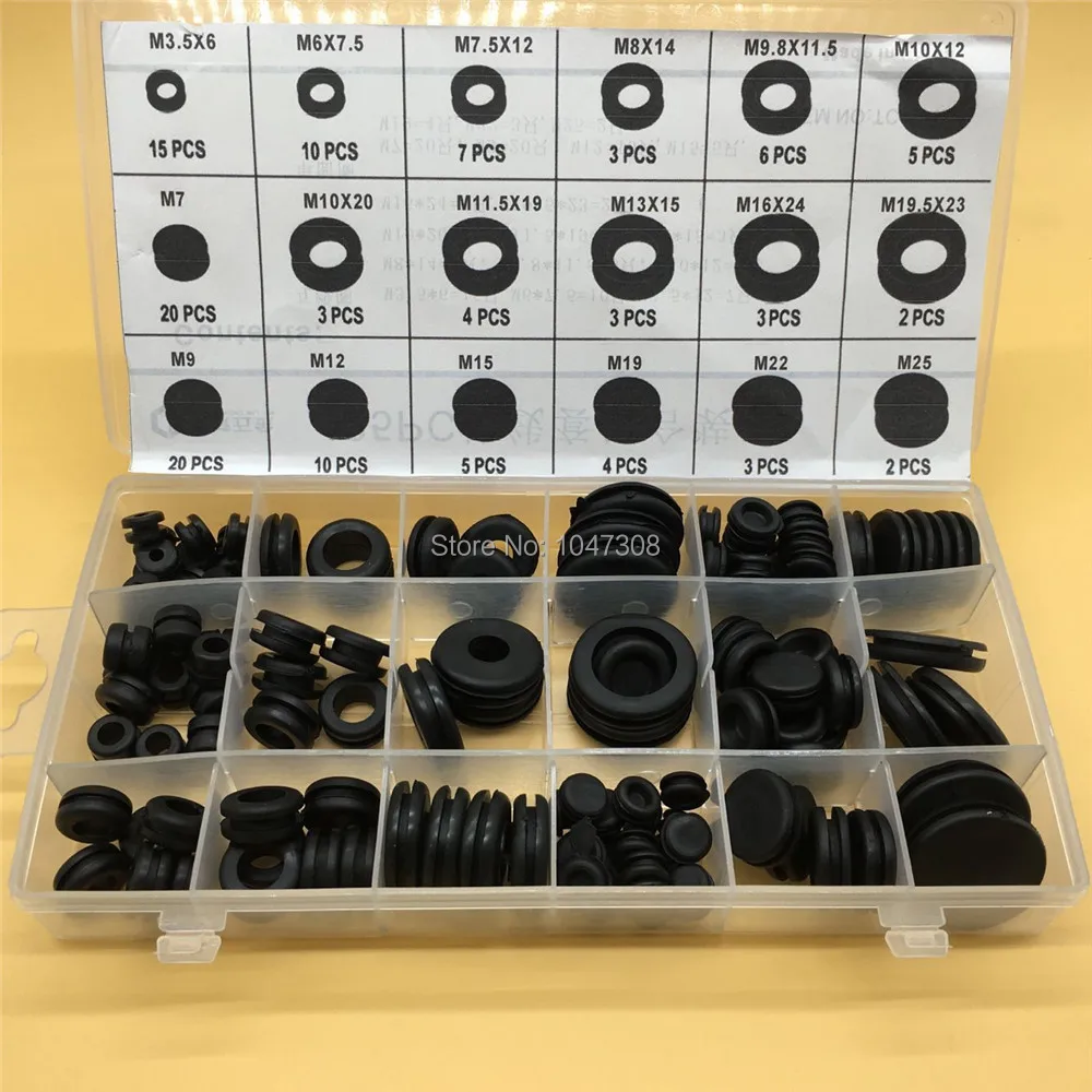 Rubber Grommets Kits hole Plug Wire Ring Assortment Set Electrical Wire