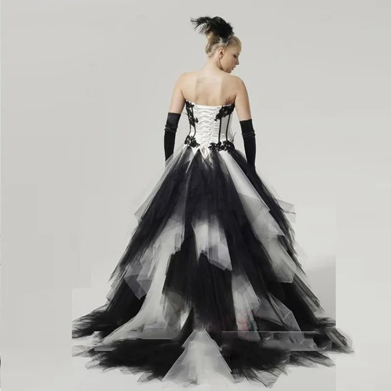 Black-And-White-Wedding-Dress-Lace-Up-Ball-Gown-Elegant-Bridal-Gown-High-Quality-Custom-Made