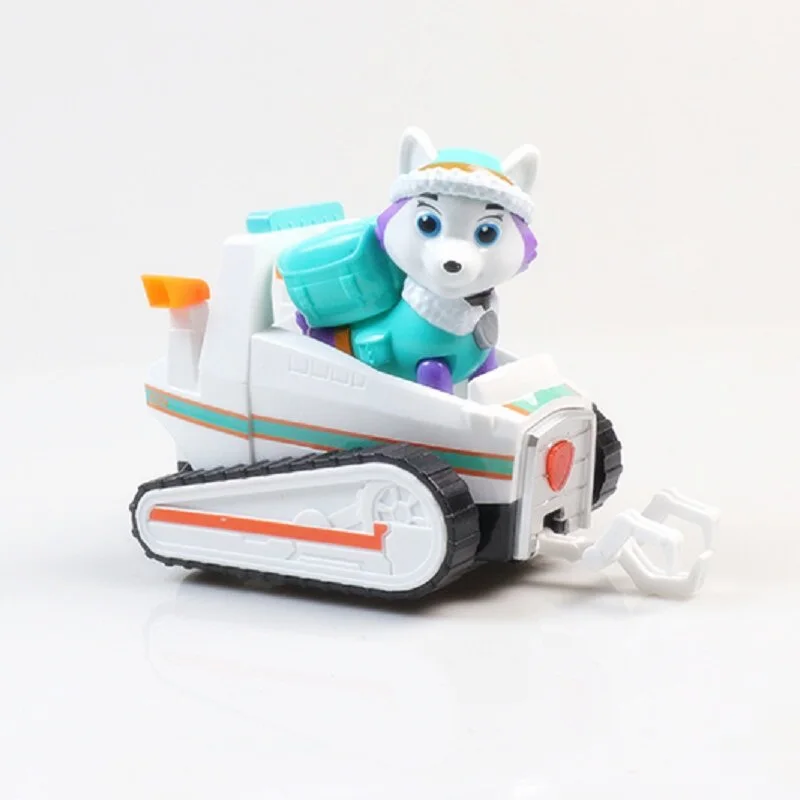 

New Paw Patrol Dog Everest Puppy Pull Back Music Patrol Car Patrulla Canina Toys PVC Doll Action Figure Model Toy Kid Gift