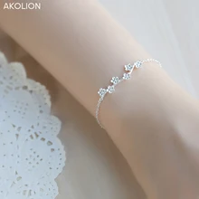 Аколион Серебряный цветок сливы ветви браслет 925 цветок Шарм Femme браслеты для женщин модные ювелирные изделия