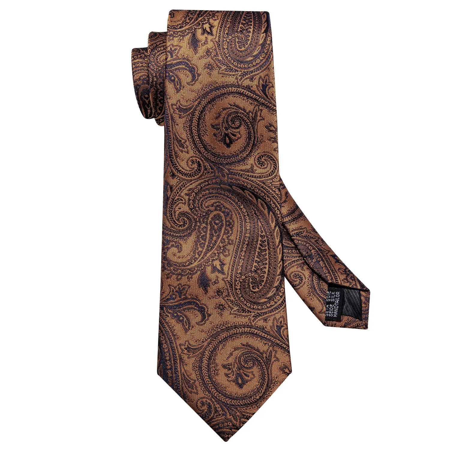 Barry.Wang, новые дизайнерские золотые мужские шелковые галстуки с узором пейсли, коричневый галстук с гравировкой, набор носовой коробки, подарки для мужчин, Свадебные Галстуки для жениха, LS-5162