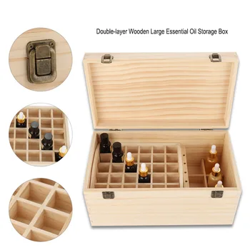 

Essential Oil Wooden Storage Box Case Double-layer Wood Large Nail Gel Oil Bottle Storage Display Stand Holder Box Makeup Tool