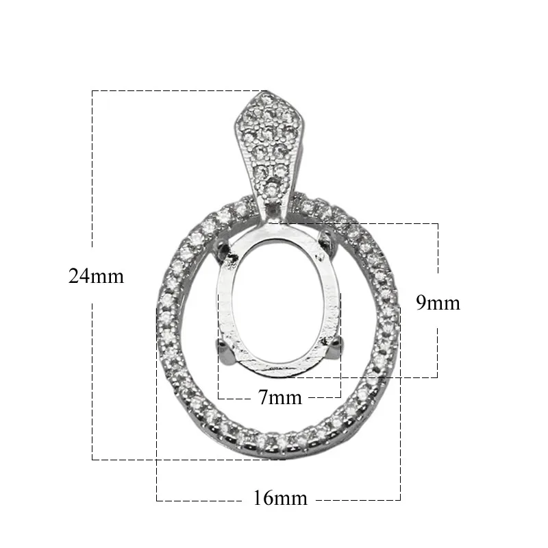 Beadsnice ювелирные изделия установка стерлингового серебра кулон полу крепление для женщин изготовление ожерелий с подвесками ID 34053 - Цвет камня: Серый
