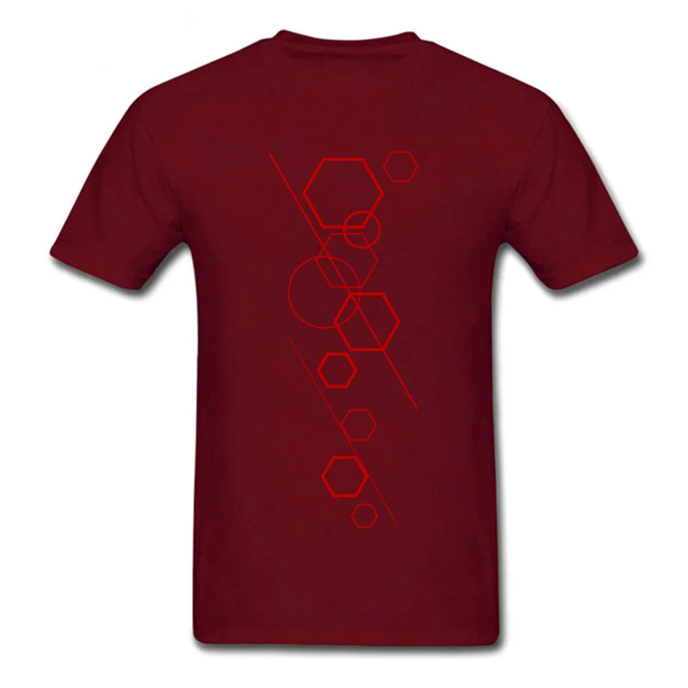 Modern Art Red 100% Cotton Men Short Sleeve Tops Shirt Fashionable Father Day T-shirts New Design Round Collar Clothing Shirt Modern Art Red maroon