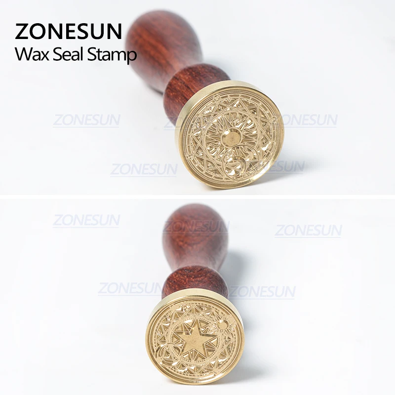  ZONESUN Badge Totem Seal Stamp with wood Handle for Gift Packing Letter Envelopes Parcels Wedding I - 33047213650