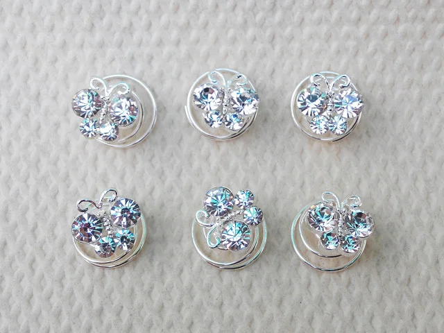 Lot 12pcs Wedding Bridal Crystal Butterfly Swirl Twist Hair Pin
