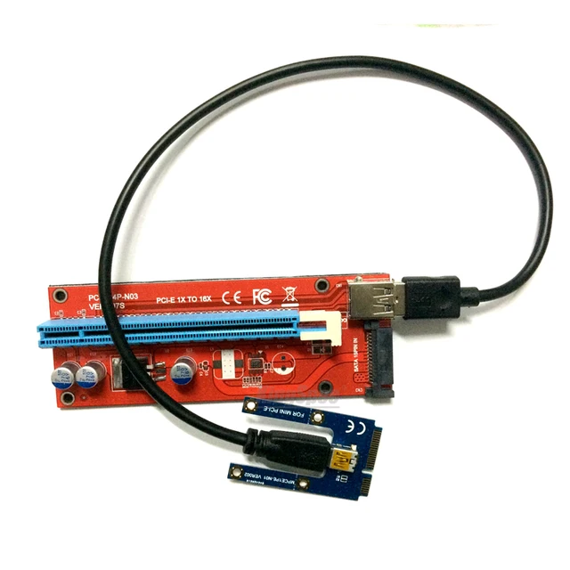 mini pci e pci express extender riser כרטיס 1x כדי 16x pcie usb 3 0