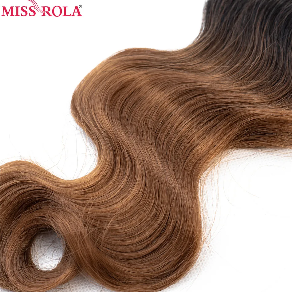 Ombre Synthetic Hair Extensions Body Wave Bundles T1B-30 6pcs 18-22'' Weaves Free Closure