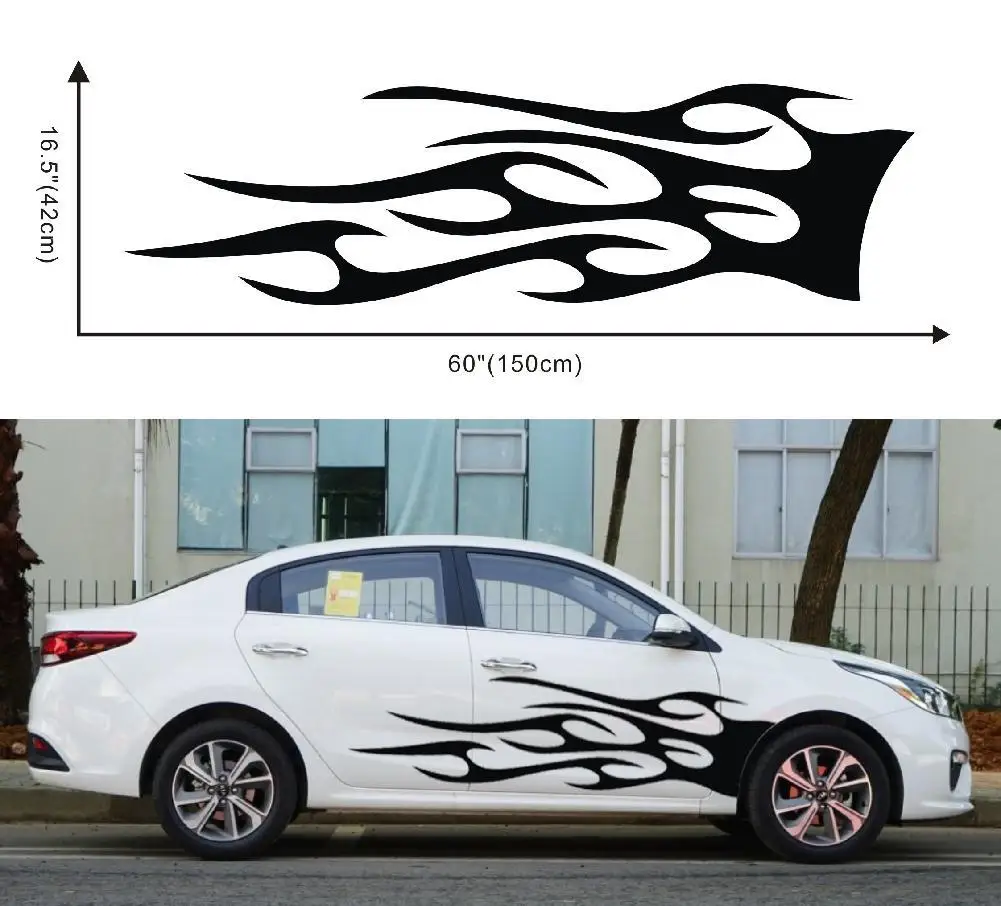 

1 Pair Car Auto Totem Flame Graphics Body Sticker Label Side Vinyl Cool Waterproof Truck Decoration Sticker 3 Colors
