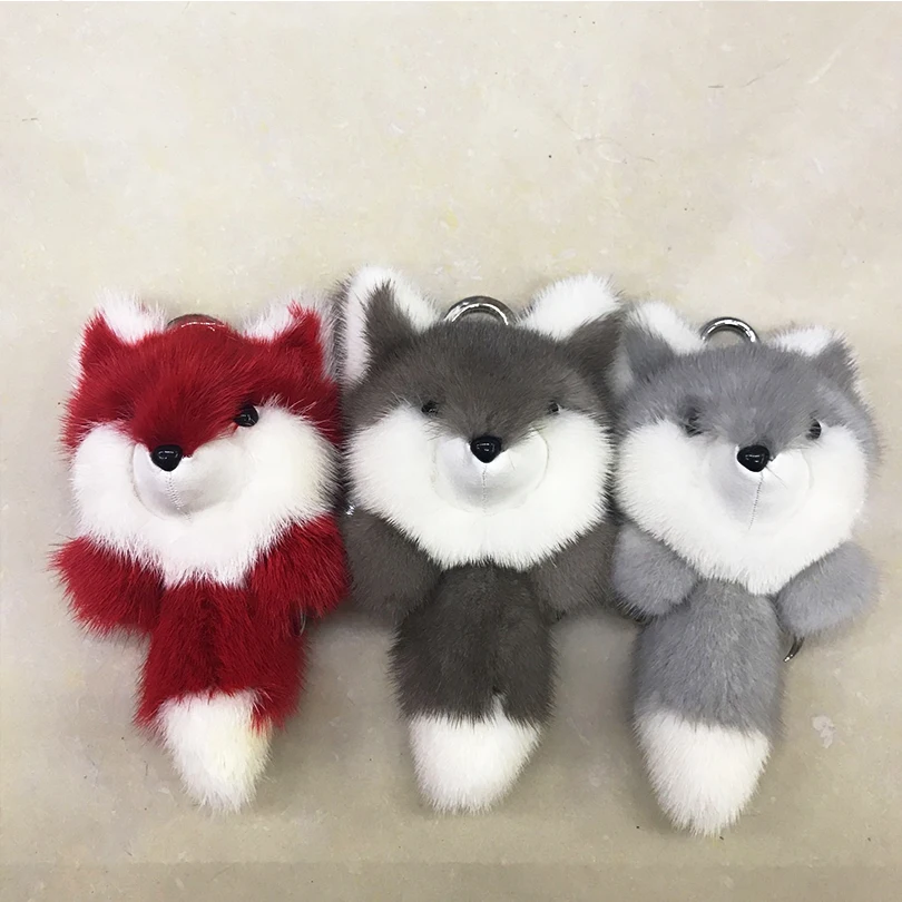 23cm Real Mink Fur Key Chains Cute Fox Lucky Key Ring Natural Mink fur Backpack Pendant Fashion Key Chain Holder 23cm Real Mink Fur Key Chains Cute Fox Lucky Key Ring Natural Mink fur Backpack Pendant Fashion Key Chain Holder
