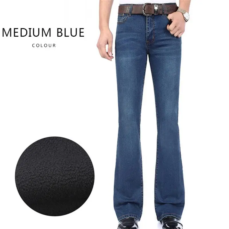 Мужские зимние вельветовые утолщенные джинсы со средней талией, деловые повседневные расклешенные брюки, брюки 26-38