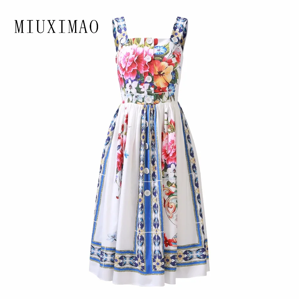 

Custom Plus Size Dress S-7XL 2017 Summer Newest Cute Spaghetti Strap Colorful Vase Print Elegant Knee-Length Dress Women 12213