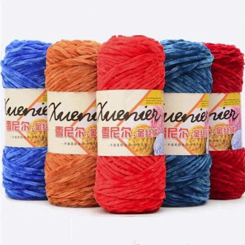 

1pcs=100g Velvet Yarn Texturized Polyester Blended Cotton Chenille Yarn Suggest Needle