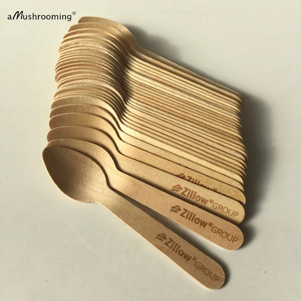 x100 Small mini Spoon Personalized Text Name Wooden mini Spoons for Ice