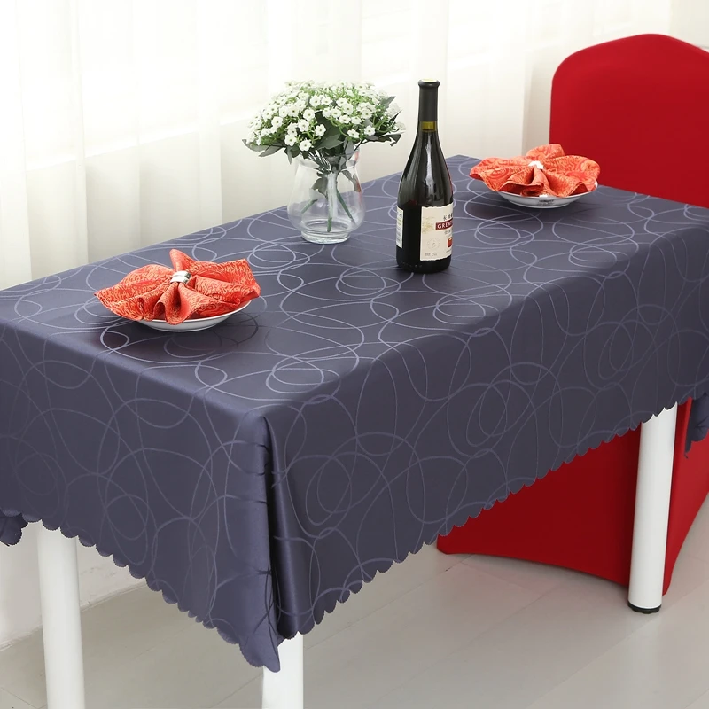 

Circle Interlocking Rectangle Small Polyester Jacquard Hotel Tablecloths Wedding Table Round Cloth Mark Place