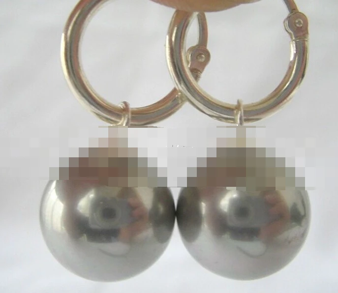 

1394 round gray sea shell pearl earring