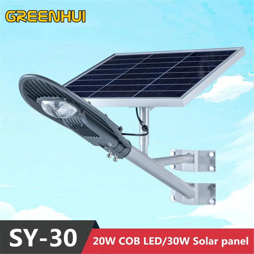 

New arrival 30W solar power panel 20W 2000LM superbright led street lamp Ray sensor+Time control Outdoor Path Wall Emergency