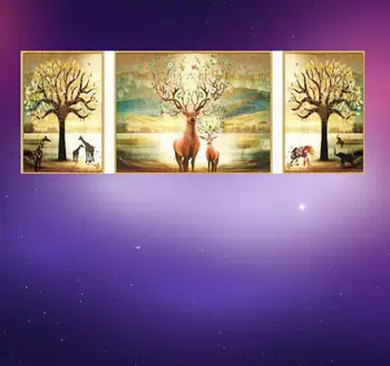 

220x75CM Deer Multi-painting Diamond Painting with New Silk Cloth Soft Canvas 5D DIY Partica Round&Special Drill Home Decoration