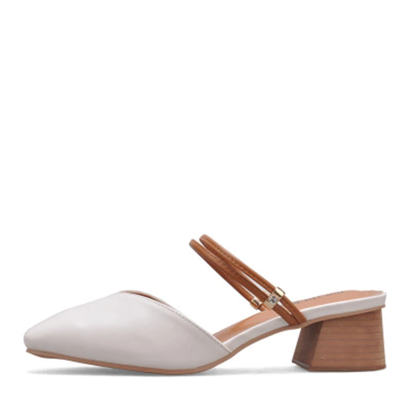 

2019 Spring New Style Shoes Woman Square Toes With High Heels Sandal Girl Retro Thick with Agrafe Ladies Shoes Chaussures Femmel