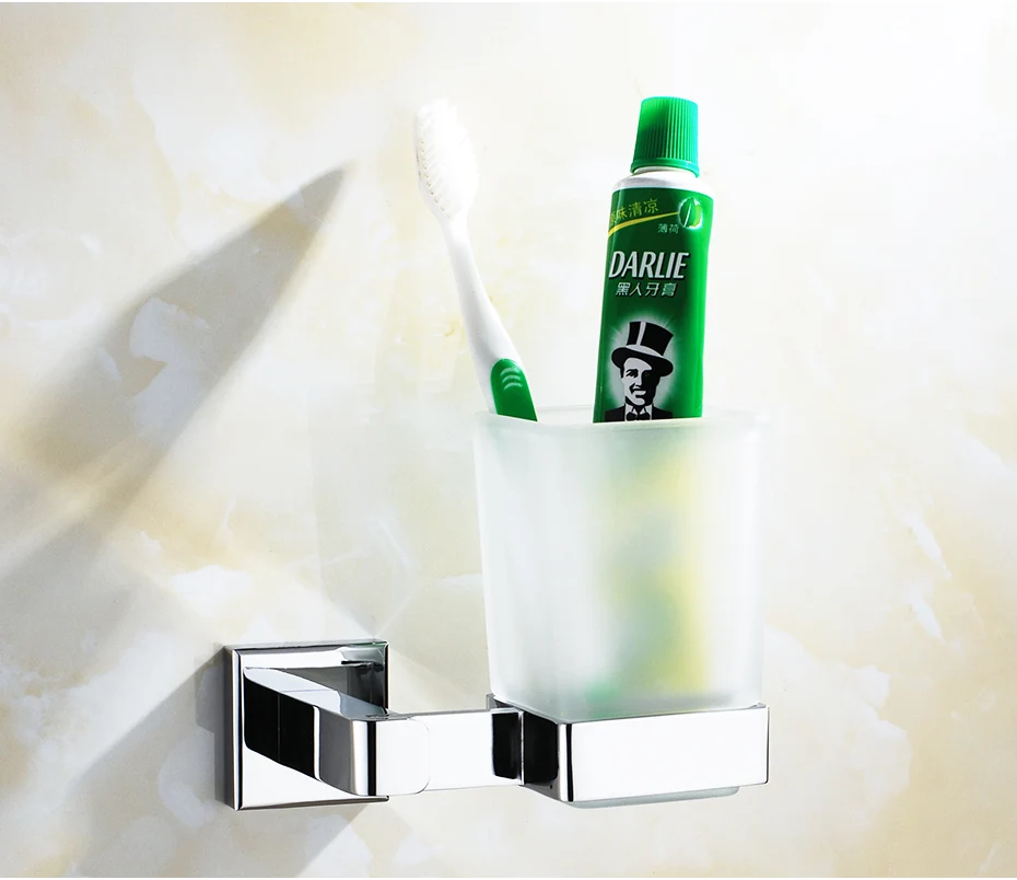 FLG Cup& Tumbler современные держатели держатель для зубной щетки стеклянный квадратный аксессуары для ванной комнаты настенный держатель для чашки